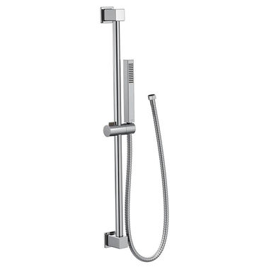 Click here to see Moen S3880EP Moen Single-Function Handheld Shower with 30in Slide Bar, Square, LifeShine Finish, Eco-Performance, 1.75 GPM, WaterSense, Chrome - S3880EP