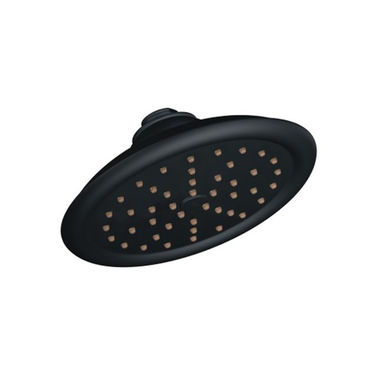 Click here to see Moen S6310EPWR Moen ExactTemp 7in Single-Function Rainshower Shower Head, Immersion Technology, 1.75 GPM, Round, WaterSense, Wrought Iron - S6310EPWR