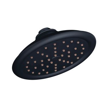 Click here to see  S6310EPWR Moen 7” Round One Function Raincan Shower Head with Immersion, WaterSense, 1.75 GPM, Wrought Iron - S6310EPWR