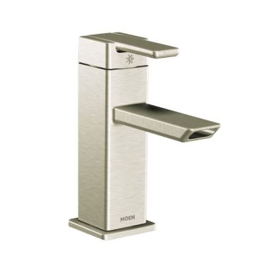 Click here to see Moen S6701BN Moen 90 Degree One-Handle Brushed Nickel Bathroom Faucet with Metal Pop-Up, 1.0 GPM, ADA Lever Handle, Single-Hole, WaterSense - S6701BN