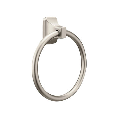 Click here to see Moen P5860BN Moen Contemporary Round Wall Mounted Towel Ring, Brushed Nickel - P5860BN