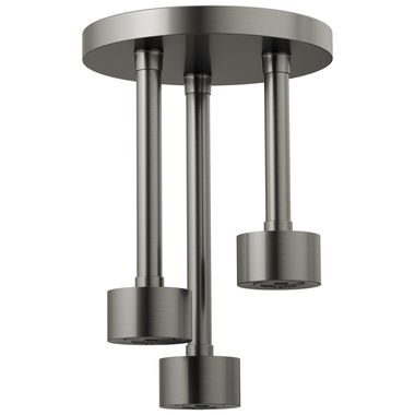 Click here to see Brizo 81335-SL Brizo Essential H2Okinetic Pendant Raincan Shower Head, Single-Function, Linear, Round, 1.75 GPM, Ceiling-Mount, WaterSense, Luxe Steel - 81335-SL
