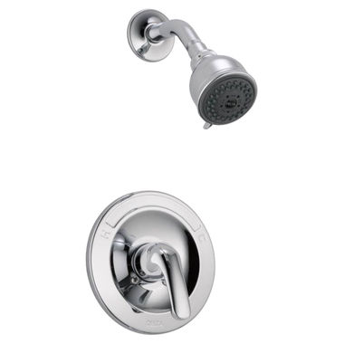 Click here to see Delta 26621 Delta Mandolin 1300 Series Single-Handle Shower Faucet with Single-Function Showerhead, Lever Handle, Touch-Clean, Chrome - 26621