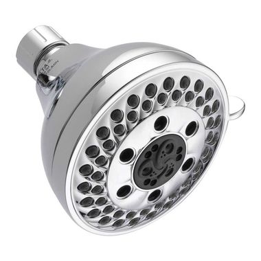 Click here to see Delta 75561 Delta Universal Showering Dove 5-Setting H2Okinetic Shower Head with Touch-Clean Nozzles, Round, 2.0 GPM, Chrome - 75561