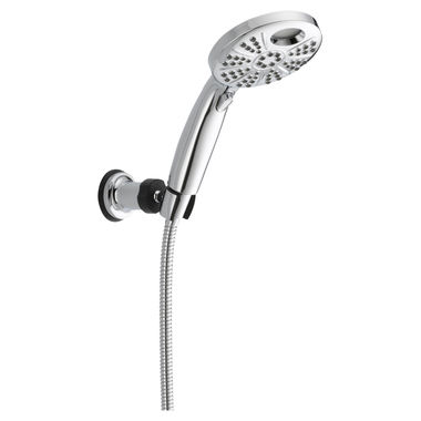 Click here to see Delta 55446-C Delta Universal Showering Temp2O Six-Setting Adjustable Wall-Mount Hand Shower with Stretchable Hose, 1.75 GPM, Touch-Clean, Push-Button, Chrome - 55446-C