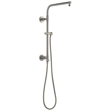 Click here to see Delta 58810-SS Delta Universal Showering 18in Round Shower Column Kit with Stretchable Hose for Shower Head and Hand Shower, Brilliance Stainless - 58810-SS