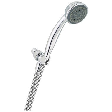 Click here to see Delta 75515C Delta 3in Five-Setting Wall Mount Hand Shower with 60in Stainless Steel Hose, 2.0 GPM, Touch-Clean Nozzles, Round, WaterSense, Chrome - 75515C