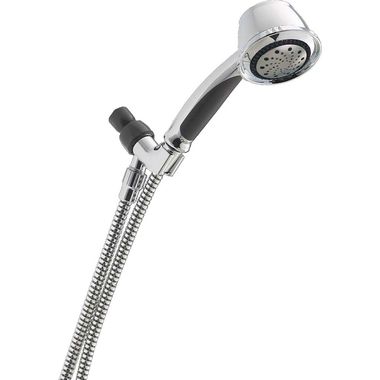 Click here to see Delta 75522C Delta Five-Setting Traditional Hand Shower with 72in Ultra Flex Hose and Adjustable Shower Mount, 1.75 GPM, Touch-Clean, Chrome - 75522C