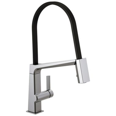 Click here to see Delta 9693-AR-DST Delta Pivotal Single-Handle Exposed Hose Kitchen Faucet, Arctic Stainless - 9693-AR-DST