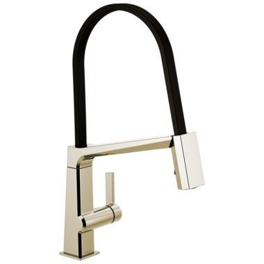 Click here to see Delta 9693-PN-DST Delta Pivotal Single-Handle Exposed Hose Kitchen Faucet, Polished Nickel - 9693-PN-DST