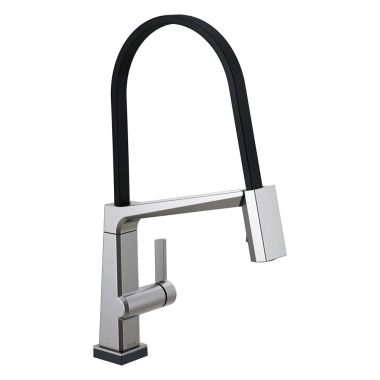 Click here to see Delta 9693T-DST Delta Pivotal Touch2O Single-Handle Exposed Hose Kitchen Faucet, Chrome - 9693T-DST