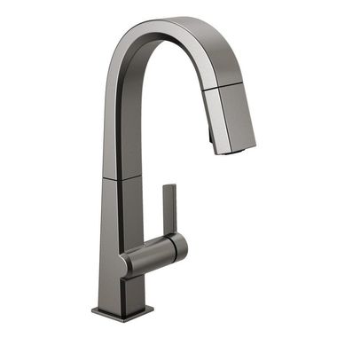 Click here to see Delta 9993-KS-DST Delta Pivotal Single Handle Pull-Down Bar/Prep Faucet, Black Stainless - 9993-KS-DST