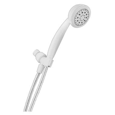 Click here to see Peerless 76516CWH Peerless 1.75 GPM 5-Spray Setting Hand Shower, WaterSense, Touch-Clean Spray Nozzles, 10in-Length, 3-5/8in-Diameter, White - 76516CWH