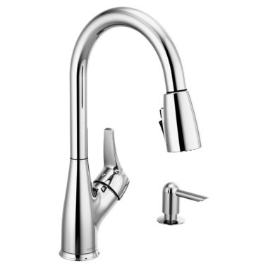 Click here to see Peerless P7901LF-SD-W Peerless Apex Single-Handle Pull-Down Kitchen Faucet w/ Soap Dispenser, 1.5 gpm, Chrome - P7901LF-SD-W