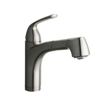 Click here to see Elkay LKGT1042NK Elkay Gourmet Single-Hole Pull-Out Bar/Prep Faucet, Lever Handle, Brushed Nickel - LKGT1042NK