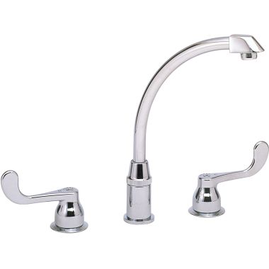 Click here to see Elkay LKD2439BH Elkay Concealed Mount Two-Handle Kitchen Faucet w/ Arc Swing Spout, Blade Handles, Chrome - LKD2439BH