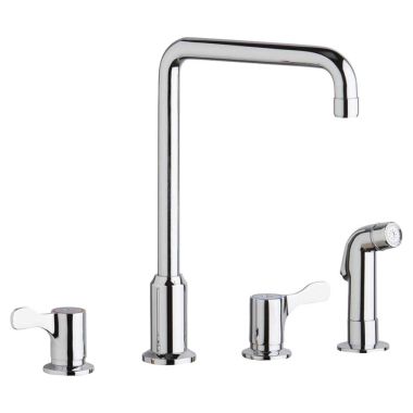 Click here to see Elkay LKD2433 Elkay Concealed Mount Two-Handle Kitchen Faucet w/ Side Spray, High Arc Tubular Swing Spout, Wing Handles, Chrome - LKD2433