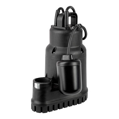 Click here to see Red Lion 14942725 Red Lion Automatic Submersible Sump Pump, 1/4 HP, 115 V, 21' Shut-Off Head, Tethered Float Switch, 1-1/2