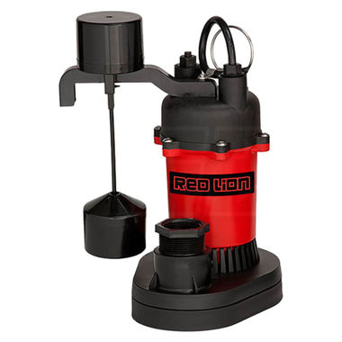 Click here to see Red Lion 14942741 Red Lion Submersible Thermoplastic Sump Pump with Vertical Float Switch, 1/3 HP, 4.4A, 115V, 8' Cord, 1-1/2