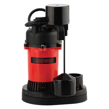 Click here to see Red Lion 14942743 Red Lion Submersible Thermoplastic Sump Pump with Vertical Float Switch, 1/2 HP, 5A, 8' Cord, 115V, 1-1/2