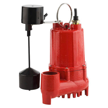 Click here to see Red Lion 14942745 Red Lion Submersible Cast Iron Sump Pump with Vertical Float Switch, 1/3 HP, 4.4A, 115V, 10' Cord, 1-1/2