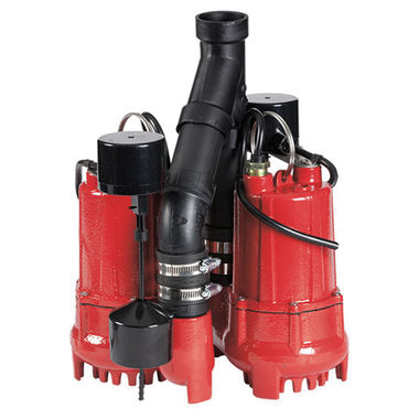 Click here to see Red Lion 14942771 Red Lion Dual Sump Pump System, 1/3 HP, 115V, Submersible, Cast Iron, 10' Cord, 1-1/2