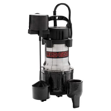 Click here to see Red Lion 14942780 Red Lion Premium Submersible Sump Pump with 10' Cord, 1/2 HP, 115V, 5 A, Vertical Float Switch, 1-1/2