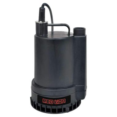 Click here to see Red Lion 14942732 Red Lion Thermoplastic Utility Pump with Garden Hose Adapter, 1/4 HP, 115V, 2.5A, Screened Bottom, 1-1/4