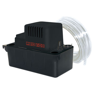 Click here to see Red Lion 14942601 Red Lion ABS Condensate Removal Pump with Tubing, 1.5 A, 20' Shut-Off, 6' Cord, Automatic Operation, 3/8