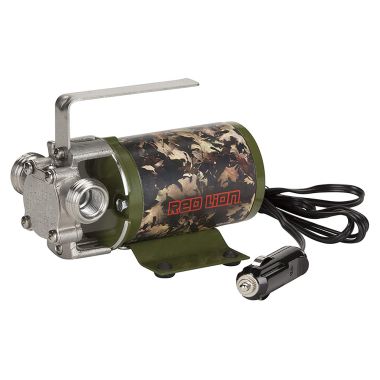 Click here to see Red Lion 14942008 Red Lion Camouflage Multi-Purpose Pump with 6' Cord, Non-Submersible, 1/10 HP, 12VDC, 7A, Stainless Steel - MPFV12CAMO (14942008)