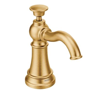 Click here to see Moen S3945BG Moen Traditional Liquid Soap/Lotion Dispenser, 18oz, Refillable, Brushed Gold - S3945BG