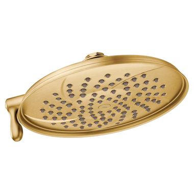 Click here to see Moen S1311BG Moen Isabel 9in Two-Function Rainshower Shower Head with Lever Control, Immersion Technology, LifeShine, 2.5 GPM, Brushed Gold - S1311BG