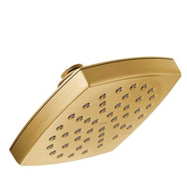 Click here to see Moen S6365BG Moen Voss Single-Function Rainshower Shower Head, Immersion Technology, LifeShine Finish, 6in Spray Head, 2.5 GPM, Brushed Gold - S6365BG