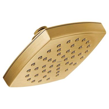 Click here to see Moen S6365EPBG Moen Voss 6in Single-Function Rain Shower Head with Immersion Technology, Eco-Performance, 2.0 GPM, Brushed Gold - S6365EPBG
