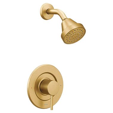 Click here to see Moen T2192BG Moen Align Posi-Temp Single-Handle Shower Faucet, One-Function, 2.5 GPM, Lever Handle, M-PACT, Brushed Gold - T2192BG
