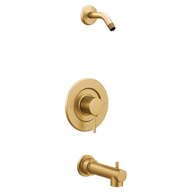 Click here to see Moen T2193NHBG Moen Align Posi-Temp Tub/Shower Faucet with Temperature Indicator, Single Lever Handle, M-PACT, Less Showerhead, Brushed Gold - T2193NHBG