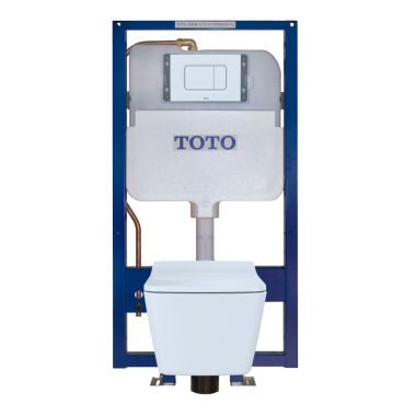 Click here to see Toto CWT449249CMFG#WH TOTO SP Wall-Hung Square-Shape Toilet and DuoFit In-Wall 1.28 and 0.9 GPF Dual-Flush Tank System with Copper Supply - CWT449249CMFG#WH