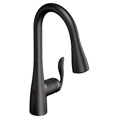 Click here to see Moen 7594EWBL Moen Arbor MotionSense Wave Single Handle High Arc Pull-Down Kitchen Faucet, Matte Black - 7594EWBL