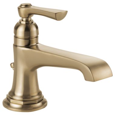 Click here to see Brizo 65060LF-GL Brizo Rook One-Handle Brilliance Luxe Gold Bathroom Faucet with Metal Pop-Up Drain Assembly, Single-Hole, 1.5 GPM, Ceramic Cartridge - 65060LF-GL