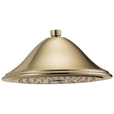 Click here to see Brizo RP52090GL-2.5 Brizo Traditional 9in Round Raincan Shower Head, Single-Function, 2.5 GPM, Touch-Clean Nozzles, Ceiling-Mount, Luxe Gold - RP52090GL-2.5
