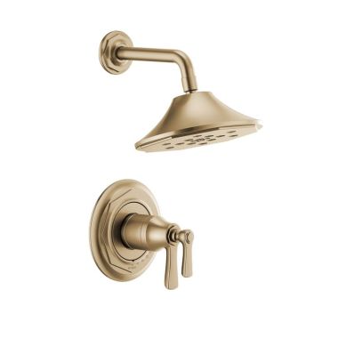 Click here to see Brizo T60261-GL Brizo Rook TempAssure Thermostatic Shower Trim with Multi-Function Showerhead, WaterSense, 1.75 GPM, Brilliance Luxe Gold - T60261-GL