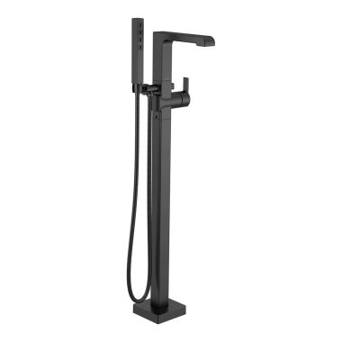 Click here to see Delta T4767-BLFL Delta Ara Single-Handle Freestanding Tub Filler Trim with 1.75 GPM Single-Setting Hand Shower, H2Okinetic, Lever Handles, Matte Black - T4767-BLFL