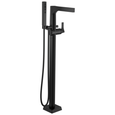 Click here to see Delta T4774-BLFL Delta Zura Single-Handle Freestanding Tub Filler Trim with 1.75 GPM Single-Setting Hand Shower, H2Okinetic, Touch-Clean, Lever Handles, Matte Black - T4774-BLFL