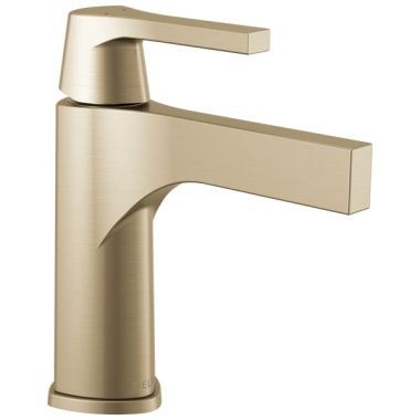 Click here to see Delta 574-CZLPU-DST Delta Zura Champagne Bronze Lavatory Faucet with Escutcheon, Less Pop-Up, 1.2 GPM, Single-Handle, DIAMOND Seal, Lever Handle - 574-CZLPU-DST