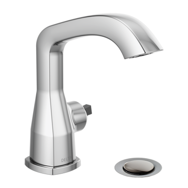 Click here to see Delta 576-MPU-LHP-DST Delta Stryke Chrome Lavatory Faucet with Escutcheon, Metal Pop-Up, 1.2 GPM, Less Handle, DIAMOND Seal - 576-MPU-LHP-DST