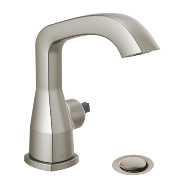 Click here to see Delta 576-SSMPU-LHP-DST Delta Stryke Stainless Lavatory Faucet with Escutcheon, Metal Pop-Up, 1.2 GPM, Less Handle, DIAMOND Seal - 576-SSMPU-LHP-DST