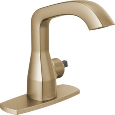 Click here to see Delta 576-CZLPU-LHP-DST Delta Stryke One-Handle Bathroom Faucet, Less Handle, Less Pop-Up, 1.2 GPM, Champagne Bronze - 576-CZLPU-LHP-DST