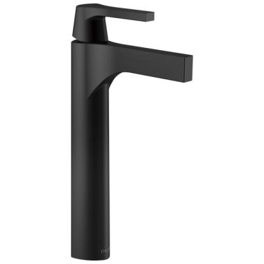 Click here to see Delta 774-BL-DST Delta Zura Matte Black Vessel Lavatory Faucet, Less Drain, 1.2 GPM, Single-Handle, DIAMOND Seal, Lever Handle - 774-BL-DST