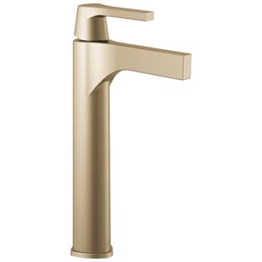 Click here to see Delta 774-CZ-DST Delta Zura Champagne Bronze Vessel Lavatory Faucet, Less Drain, 1.2 GPM, Single-Handle, DIAMOND Seal, Lever Handle - 774-CZ-DST