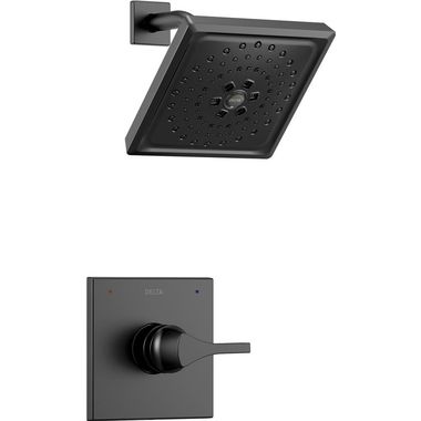 Click here to see Delta T14274-BL Delta Zura Monitor 14 Series H2Okinetic Shower Faucet with 3-Setting Rain Showerhead, 1.75 GPM, Single Lever Handle, ADA, Matte Black - T14274-BL